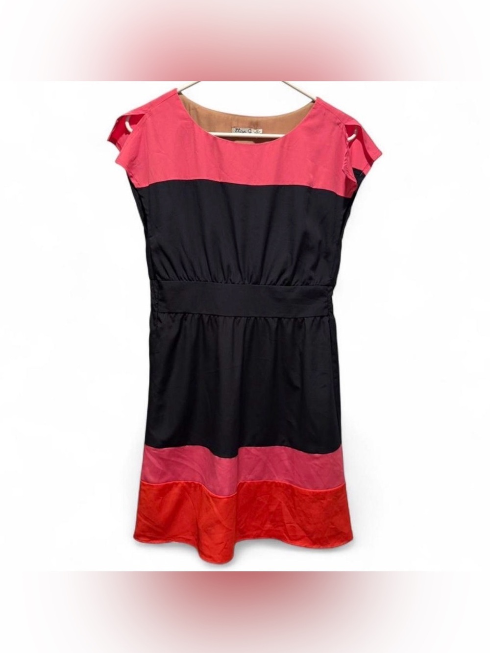 Eliza J Black, Pink & Red Colorblock Mini Dress